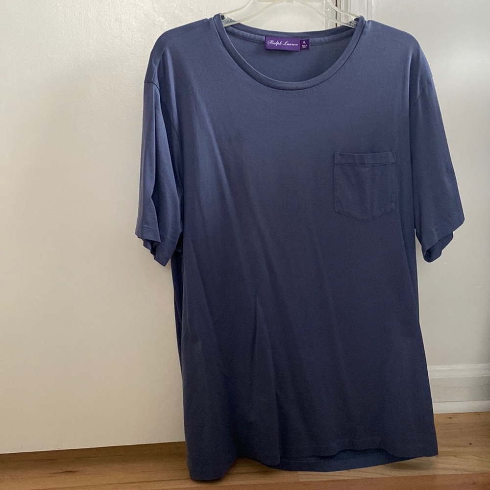 Mens Ralph Lauren blue grey pocket tee shirt